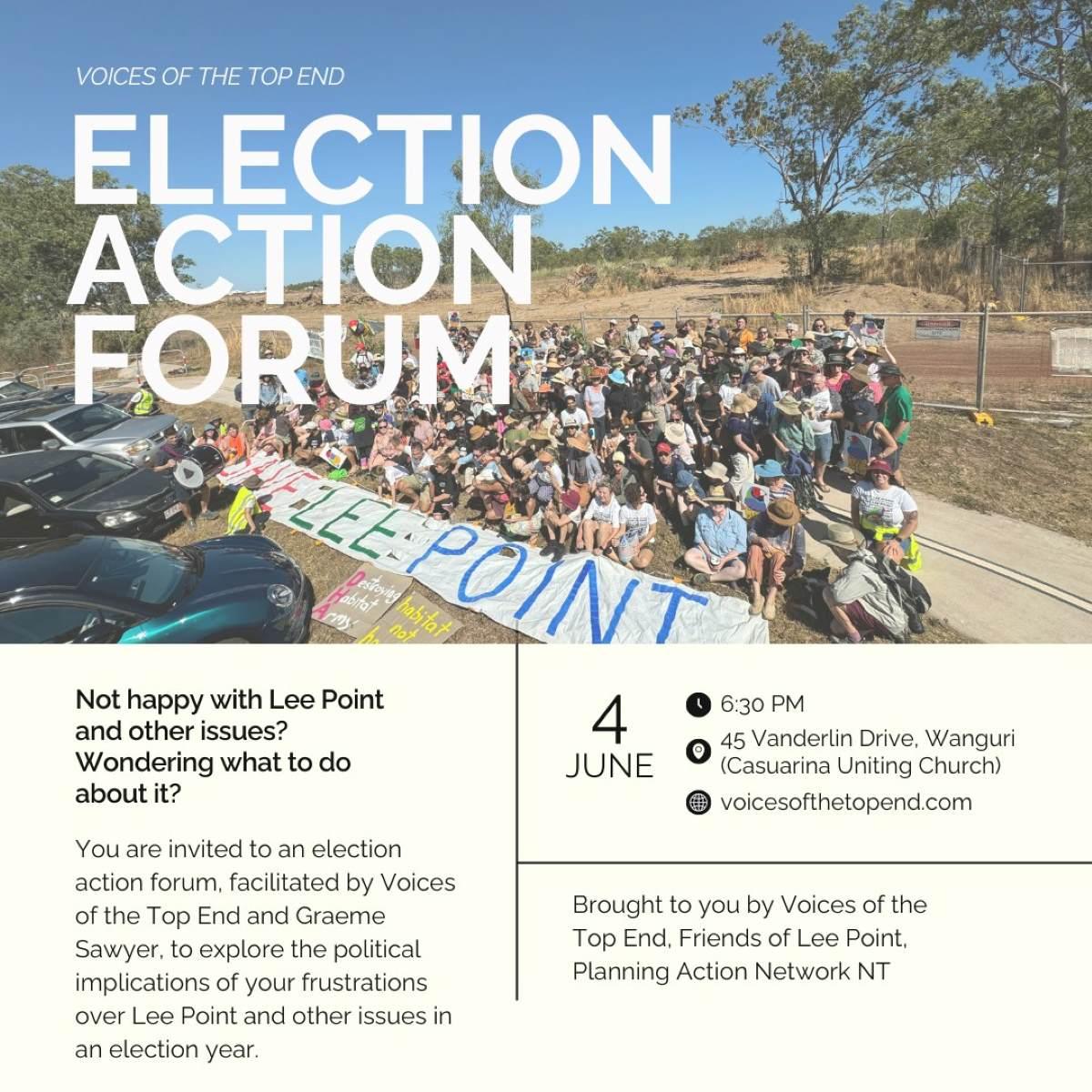 June 4 - Election Action Forum - Save Lee Point