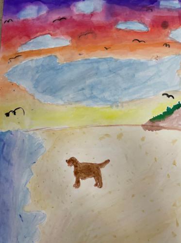 090 - Dog at beach by Amy